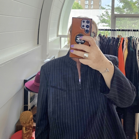 Dana Buchman Black Pinstripe Jacket - Picture 2 of 6